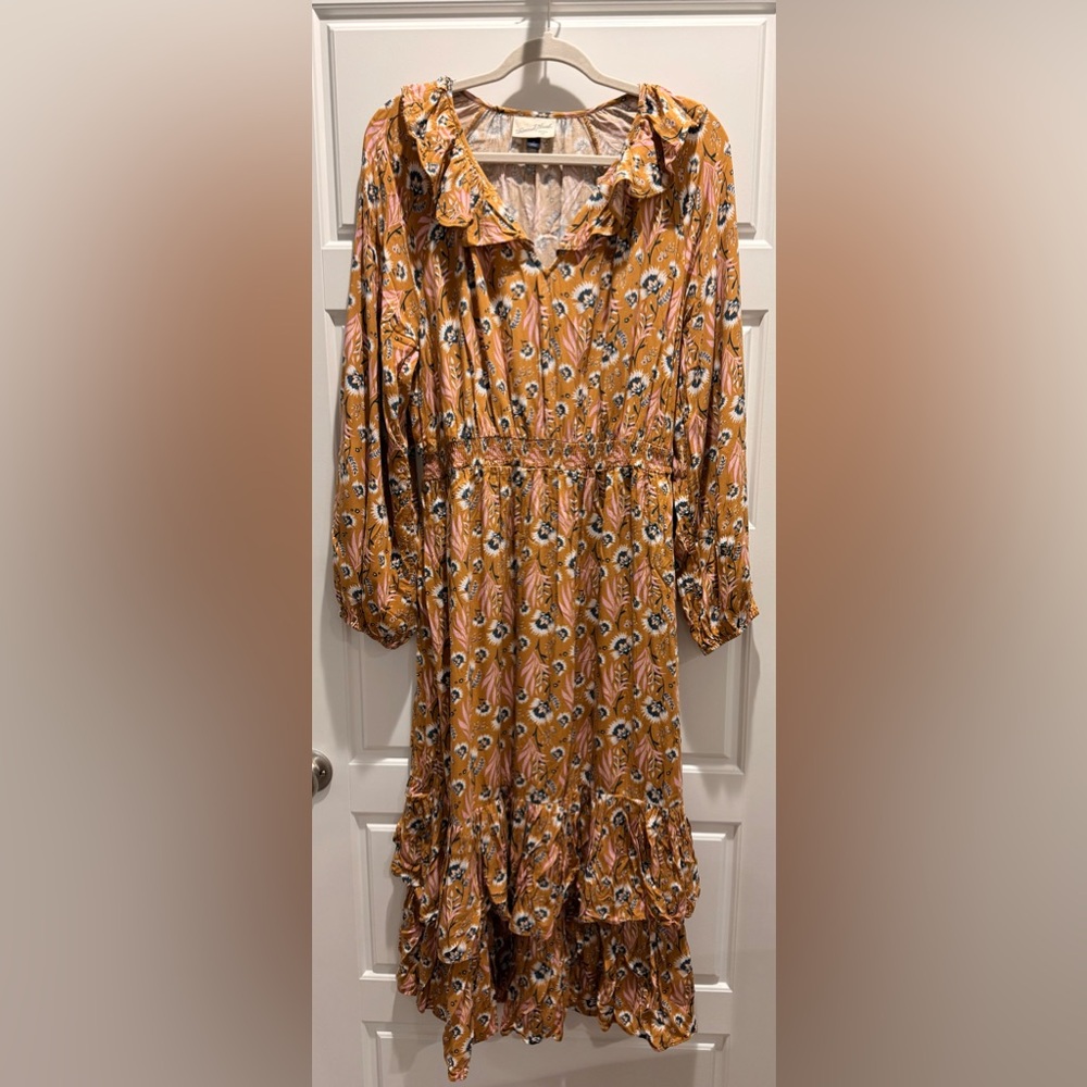 Universal Thread Mustard Floral Long Sleeve Dress